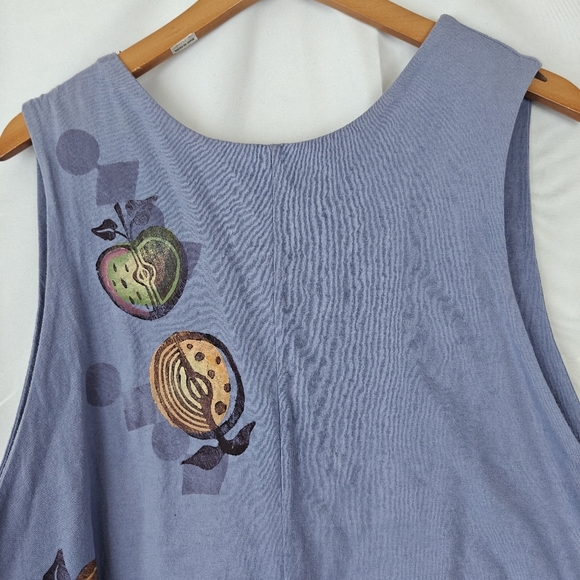 VTG Rare Blue Fish Gardening Fruits Spoon Fork V Neck Button Periwinkle Vest 1 - Picture 11 of 15